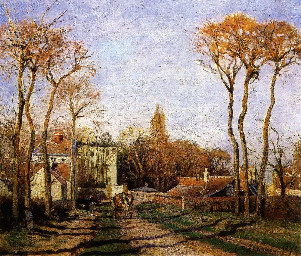 The Entrance to the Village of Voisins, 1872 by Camille Pissarro