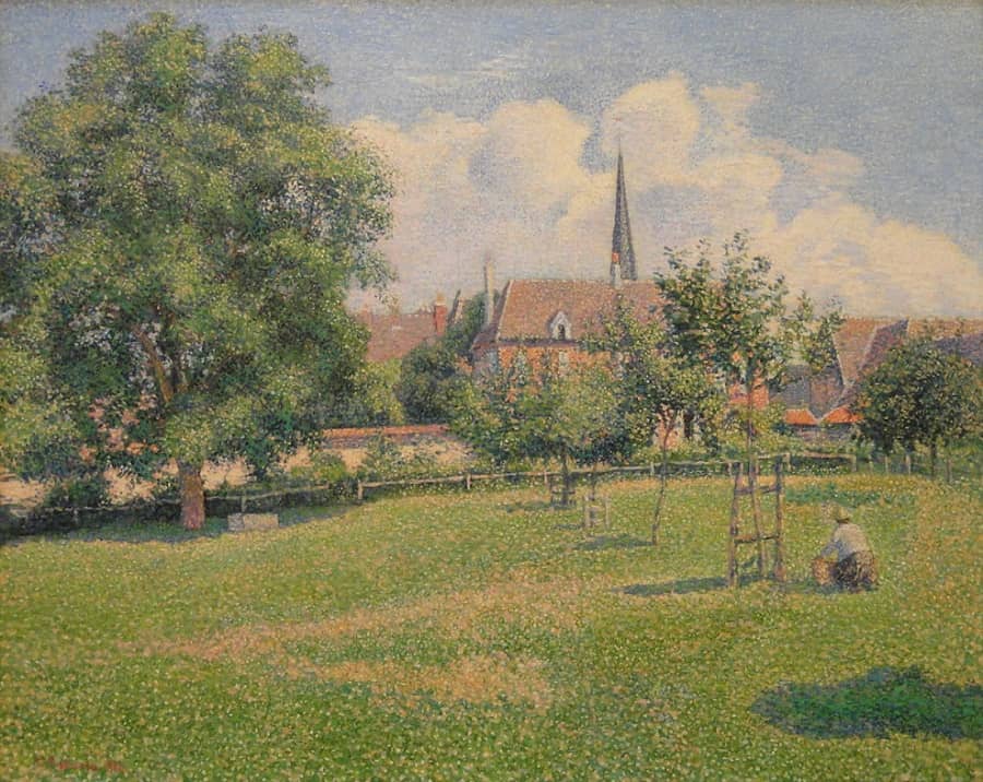 The House of the Deaf Woman and the Belfry at Eragny, 1886 by Camille Pissarro