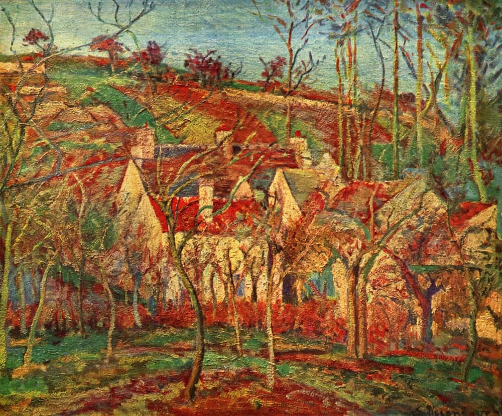 The Red Roofs, a Corner of a Village, Winter Effect, 1877 by Camille Pissarro