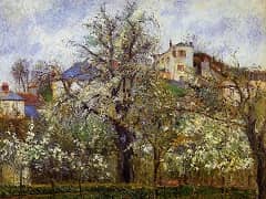 Kitchen Garden with Trees in Flower, Spring, Pontoise by Camille Pissarro
