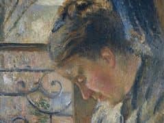 Mme Pissarro Sweing near a Window by Camille Pissarro