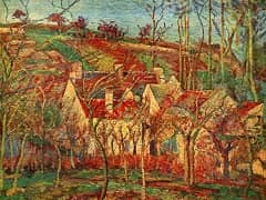 The Red Roofs, a Corner of a Village, Winter Effect by Camille Pissarro