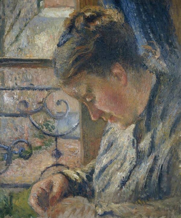 Mme Pissarro Sweing near a Window, 1878 by Camille Pissarro